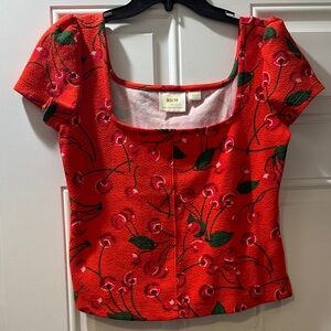 Maeve Cherry Red Floral Blouse